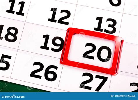 The Number 20 On The Calendar Is Highlighted In Red The Twentieth Day