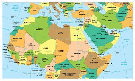 Highly Detailed Political Map Of Northern Africa And The Middle ⬇