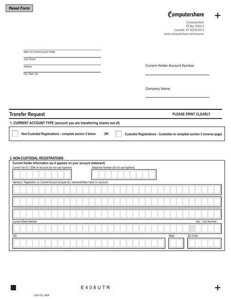 Blank Computershare Transfer Request Fill Out And Print Pdfs