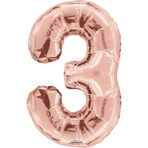 Giant Rose Gold Number 3 Foil Balloon 34