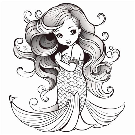 Premium Ai Image Enchanting Mermaid Coloring Book Dive Into An