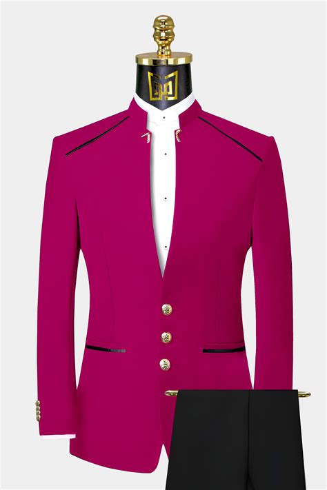 Pink Mandarin Collar Suit Gentlemans Guru