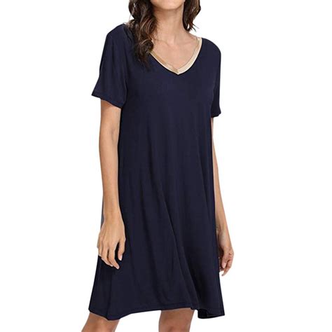 Womens Nightgown Short Sleeve Sleep Shirt Dress Soft Loose Sleepwear