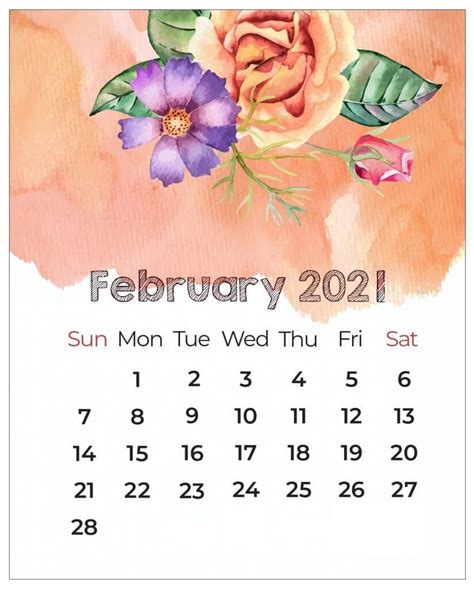 February 2021 Calendar Desktop Background
