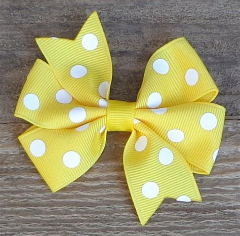 Yellow Polka Dot Hair Bow For Girlstoddler Hair Etsy