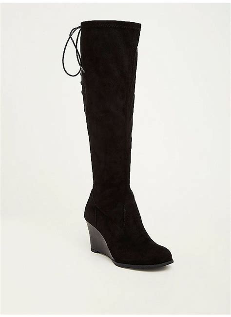6 fits up to 18.26. TORRID : Faux Suede Lace-Up Wedge Boots (Wide Width & Wide ...
