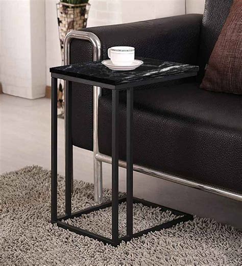 Buy Black Marble Print C Shape End Table In Brown Colour By Nutcase