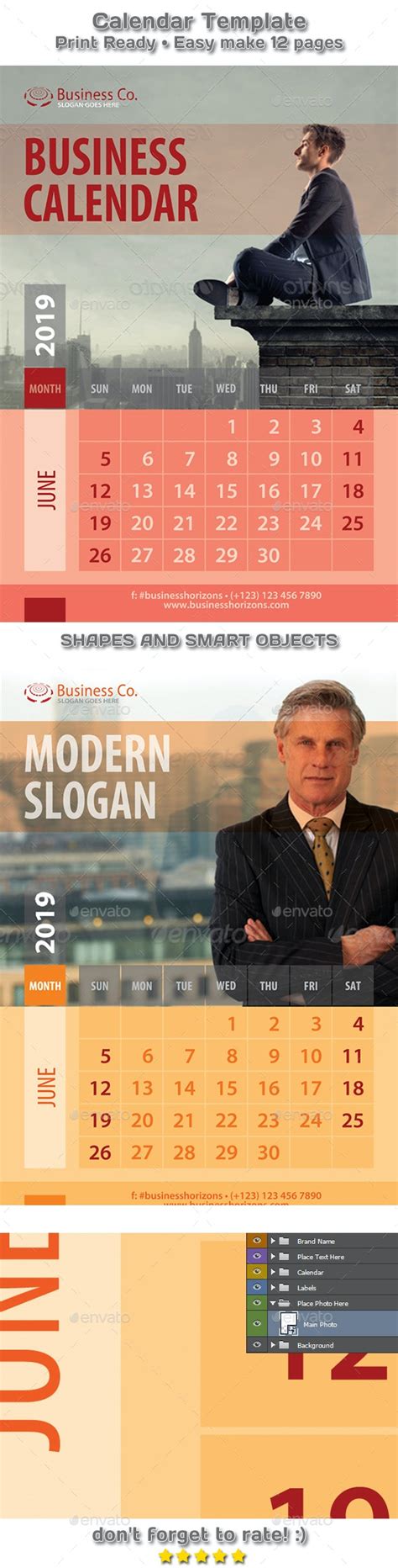 Modern Business Style Calendar 2019 2020 Template By 21min Graphicriver
