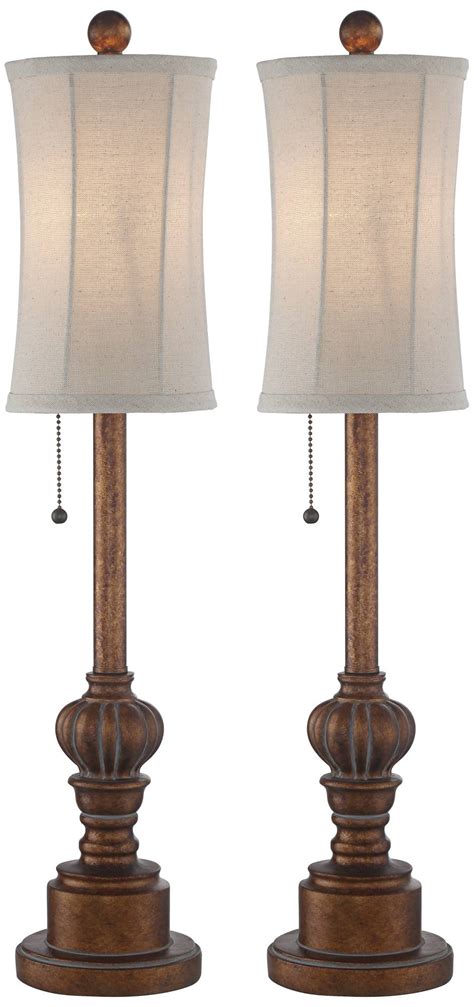These essential home lamps range from 12 to 34 inches in. Traditional Buffet Table Lamps Set of 2 Wood Fabric for ...