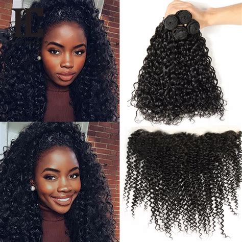8a Ear To Ear Lace Frontal Closure With Bundles Brazilian Kinky Curly Hair 3bundles With Frontal