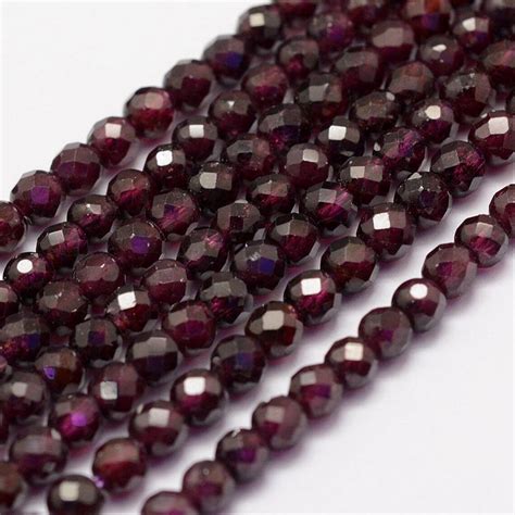 4mm Garnet Stone Beads Deep Red Gemstone Beads Round Faceted Etsy