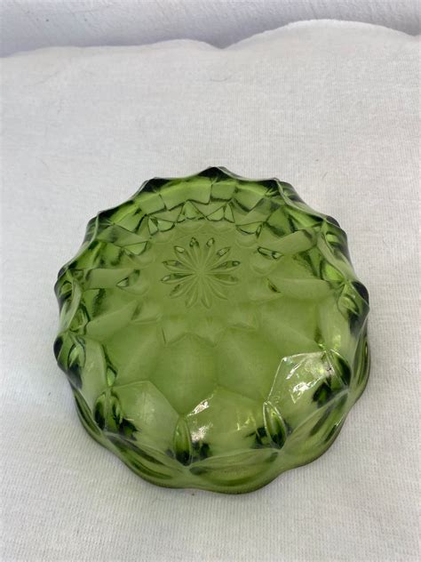 Vintage Green Glass Bowl Fairfield Pattern Etsy