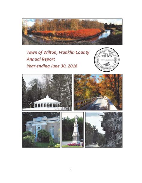 Town Of Wilton 2016 Report Town Of Wilton Maine