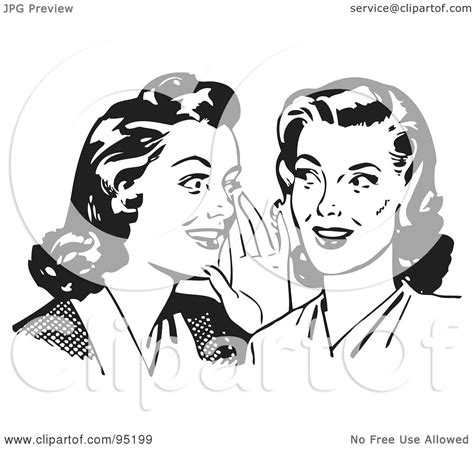 Royalty Free Rf Clipart Illustration Of Two Gossiping Retro Women In