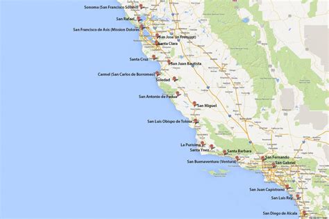 Map Of California Coast Cities World Map