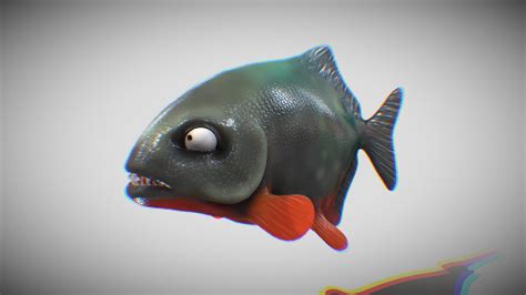 Piranha Cartoon Cartoon Fish Piranhas Buy Royalty Free 3d Model By