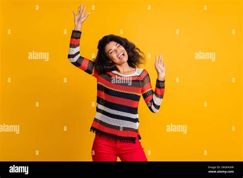Portrait Of Crazy Afro American Girl Have Fun On Weekends Party Want
