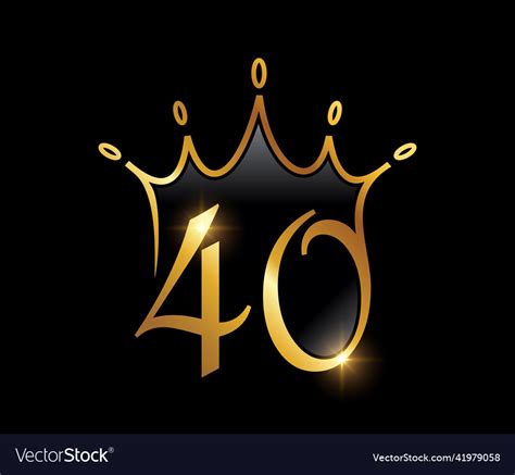 Golden Luxury Crown Monogram Number 40 Royalty Free Vector
