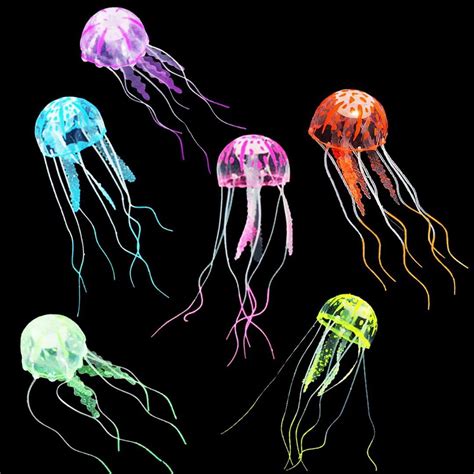 6pcs Glowing Jellyfish Silicone For Fish Tank Decorative Aquarium