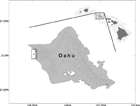 Map Of Oahu Showing Its Location In The Hawaiian Island Chain And The
