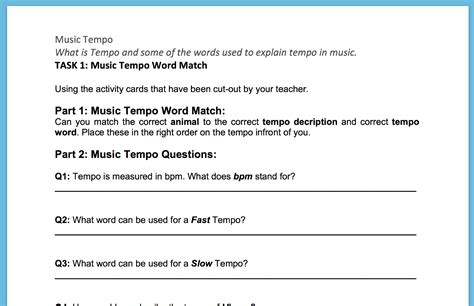 Music Tempo Lesson Infographic Teaching Resources