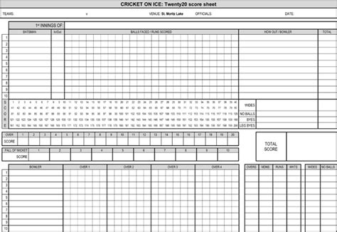 Let's download this cricket score book: Printable Cricket Score Sheets - Download in PDF