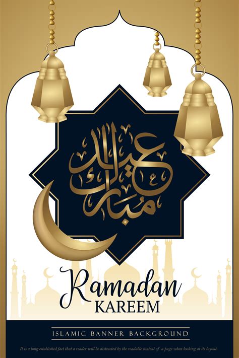 Blue And Gold Ramadan Kareem Poster Design 833980 Vector Art At Vecteezy