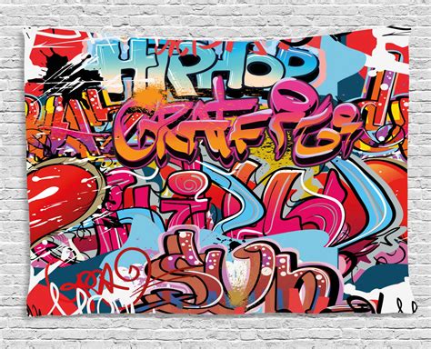 Graphic Decor Tapestry Hip Hop Street Culture Harlem New York Wall