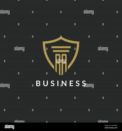 Rr Initial Monogram Logo With Pillar And Shield Style Design Ideas