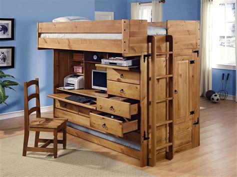 For one, plenty of study space their most popular loft beds with desk space feature thick wooden designs in both full size and twin size bed options. Powell Rustica All in One Full Loft Bed with Storage and ...