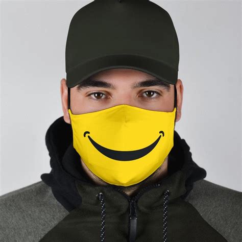 Creepy Yellow Smile Face Mask Comes With 2 Filters Washable Etsy