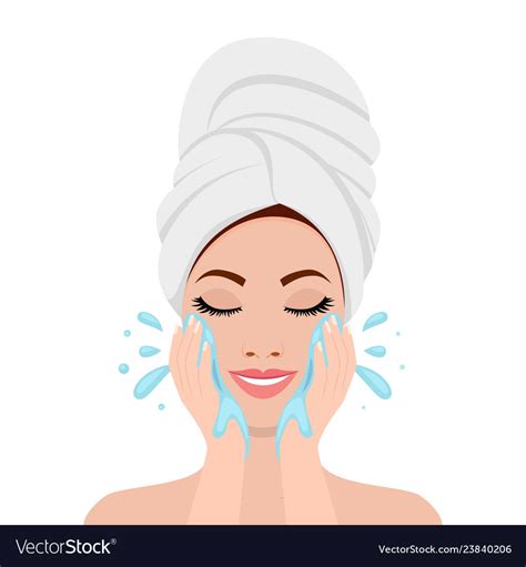 Beautiful Woman In Process Of Washing Face Vector Image