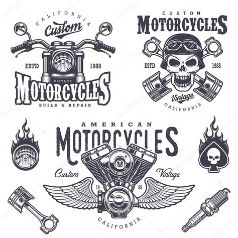 Set Of Vintage Motorcycle Emblems Stock Vector By ©mogil 86768722