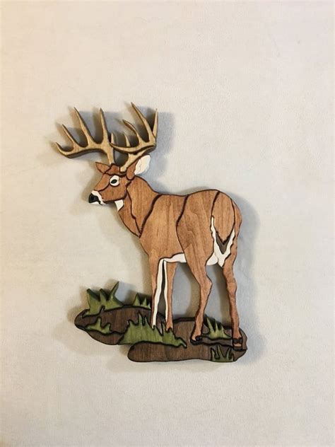 Whitetail Deer Full Intarsia Carving Etsy Intarsia Wood Intarsia