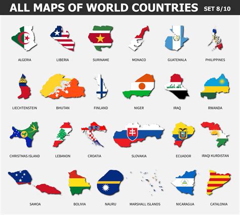 All Maps Of World Countries And Flags Set 8 Of 10 Collection Of