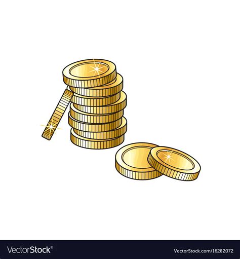 Stack Gold Coins Sketch Royalty Free Vector Image