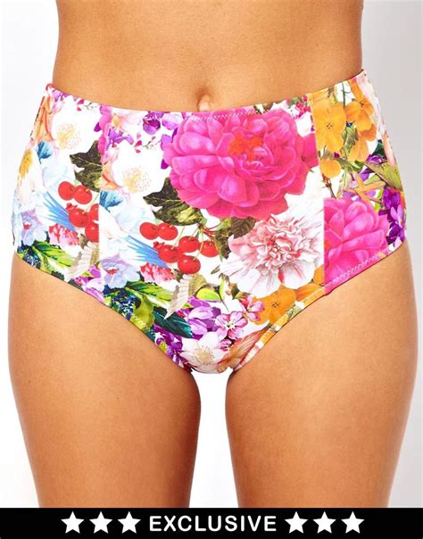 Lyst Asos Floral High Waist Bikini Pant