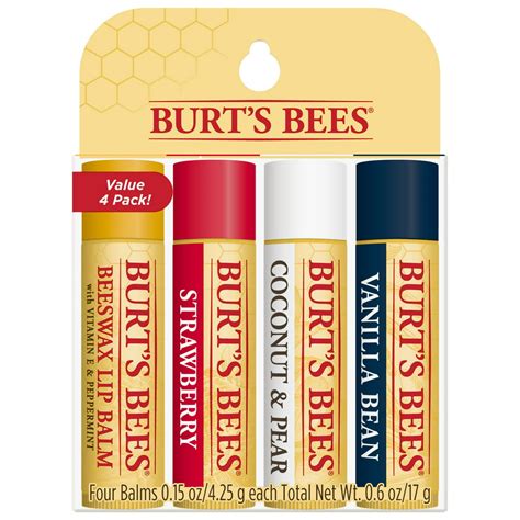 Burts Bees 100 Natural Moisturizing Lip Balm Multipack 4 Count