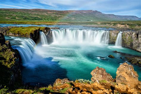 The Godafoss Is A Famous Waterfall In Iceland The