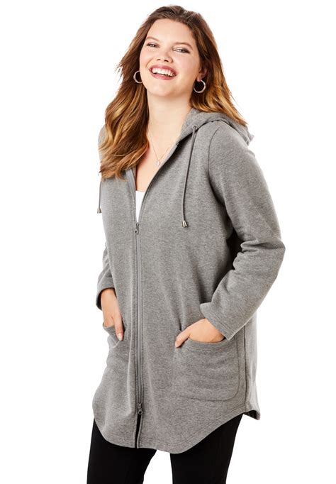 Roamans Roamans Womens Plus Size Fleece Zip Hoodie Jacket Fleece