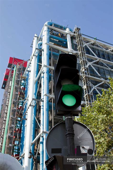 France Paris Traffic Lights In Front Of The Centre Georges Pompidou