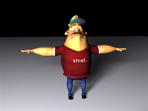 Fat Man Cartoon Rig 3d Model Maya Files Free Download Modeling 45365