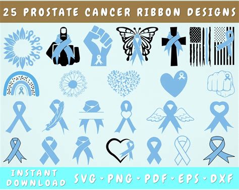 Prostate Cancer Ribbon Svg Bundle 25 Designs Prostate Cancer Clipart