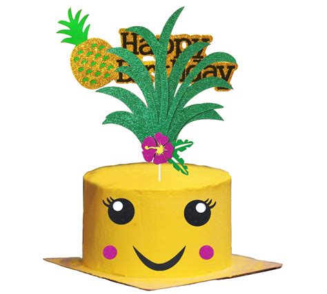 Buy Glitter Pineapple Cake Topper And Pineapple Happy Birthday Cake