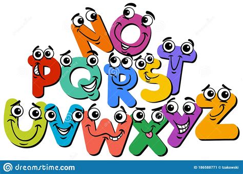 Happy Alphabet Letter Characters Cartoon Illustration Stock Vector