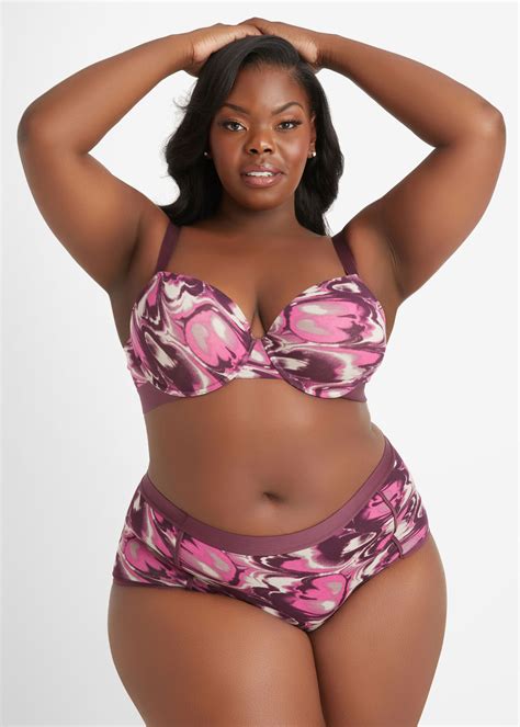 Full Figure Plus Size Sexy Bras Plus Size Marble Plunge Bra