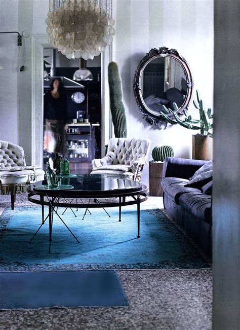 Available in a 1'10x2'10 and 2'6x3'10 accent rugs, 1'10x5' runner and a 5'x7'. Peacock blue rug, plus pale gray side chairs with dk brown ...