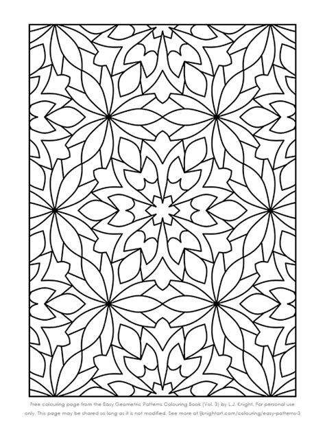 Free Printable Easy Geometric Pattern Colouring Page Lj Knight Art