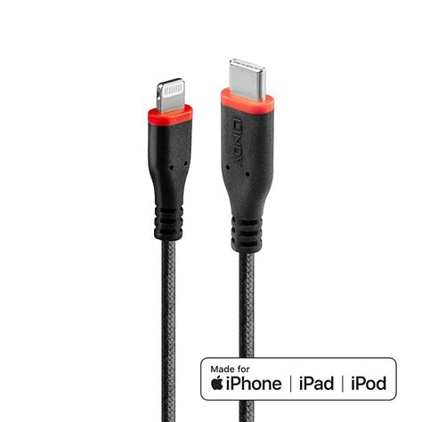 05m Reinforced Usb Type C To Lightning Charge And Sync Cable From Lindy Uk