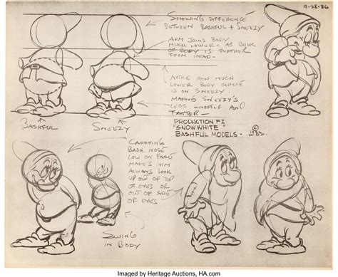 Snow White And The Seven Dwarfs Bashful Disney Animation Drawings Disney Sketches Disney